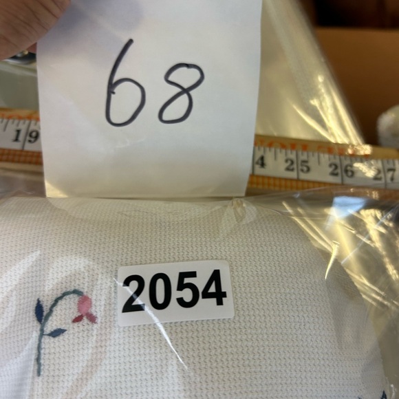 VTG Y2K Henley Tie M Waffle knit Floral Embroidered White Top Womens Grandmacore - Picture 12 of 12